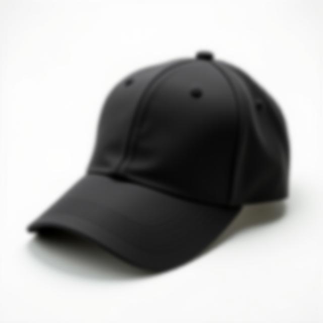 A minimalist black baseball cap on a clean background.