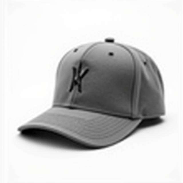 A grey snapback cap with a subtle logo.